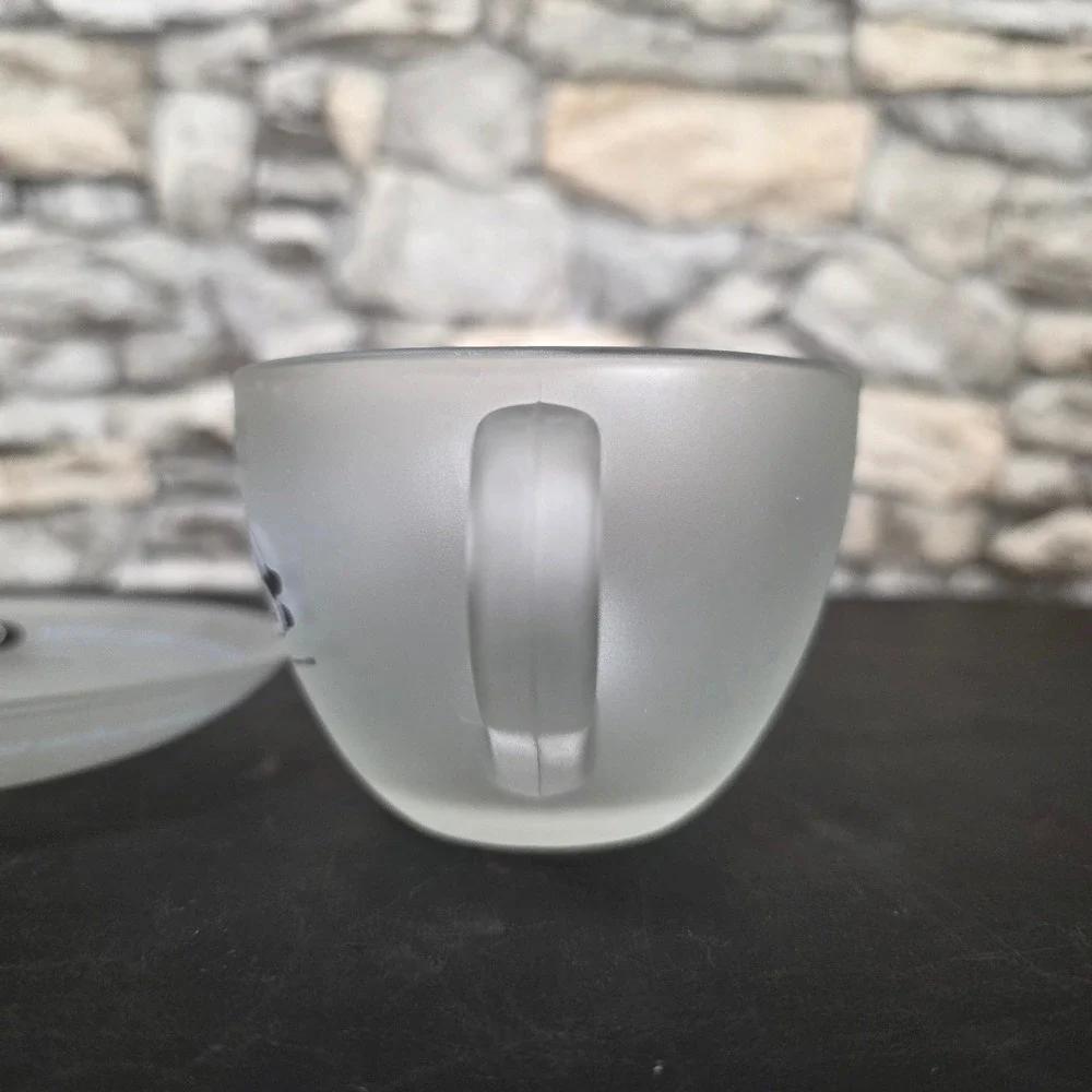 San-X Tarepanda 1999 Frosted Glass Cup‎ & Saucer Set Heisei Retro